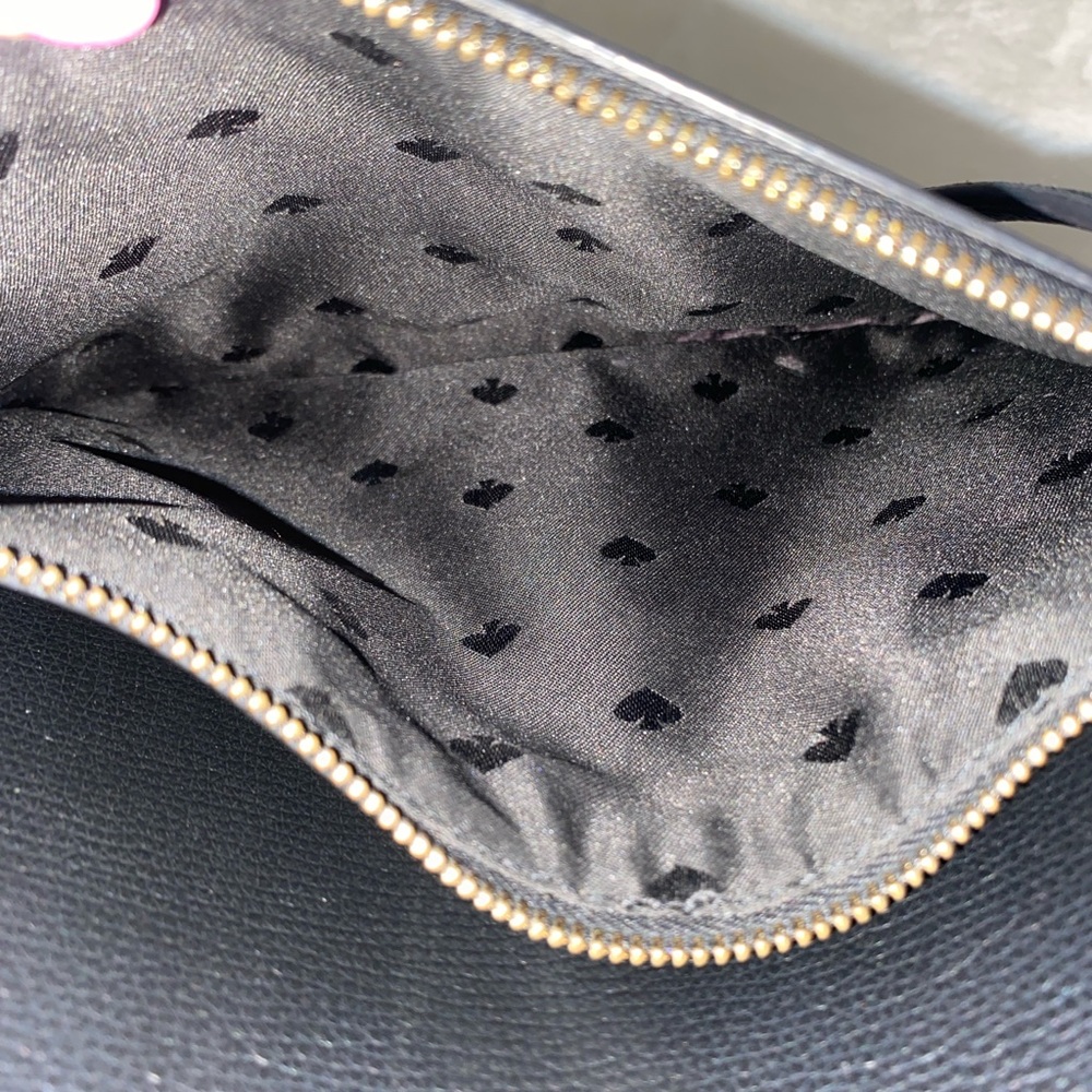 kate spade Black Leather Pebbled Tote with Gold Logo - Picture 12 of 16